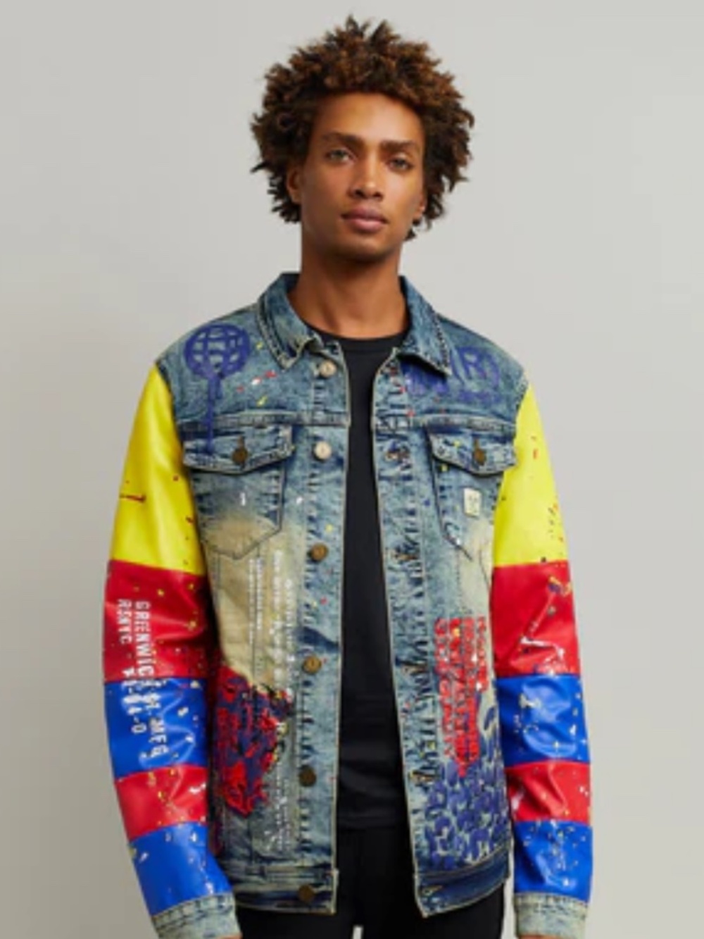 Reason Clothing Art Canvas Denim Jacket Size Large